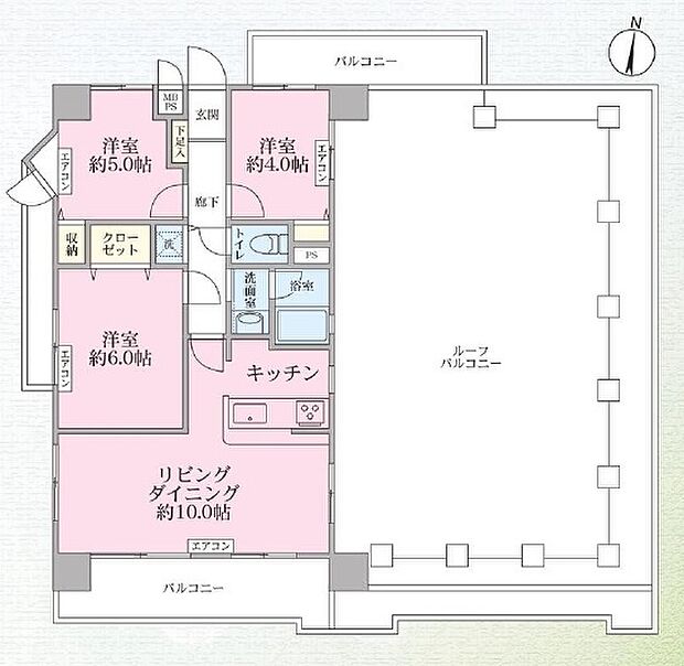 クリオ綱島壱番館(3LDK) 6階/601号室の間取り図