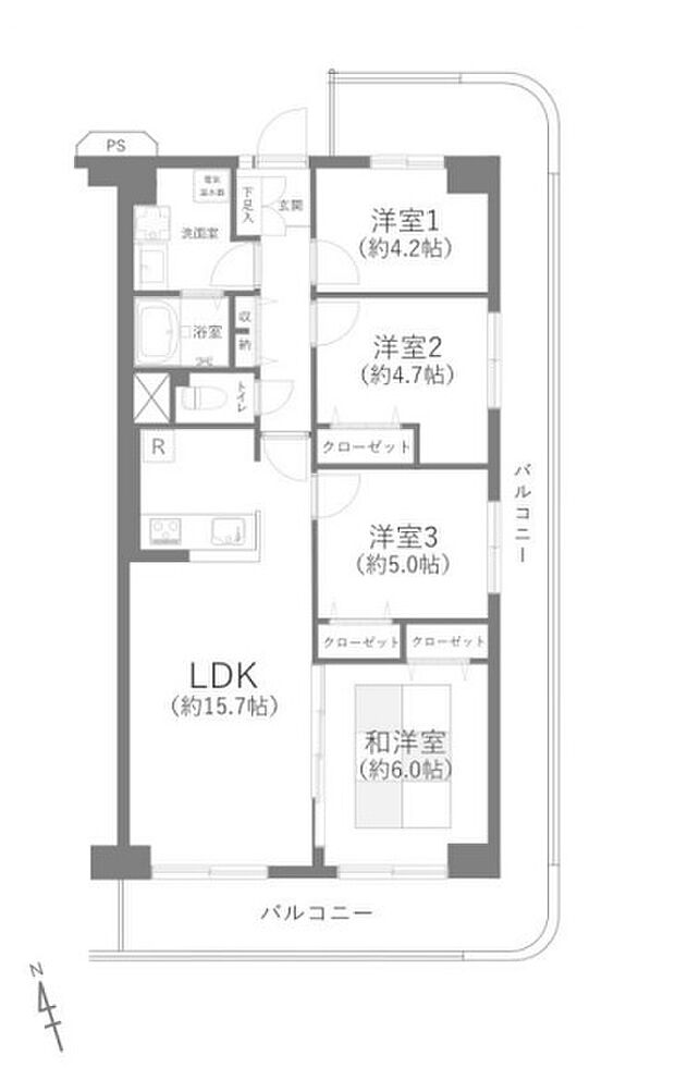 鳩ヶ谷スカイハイツ(4LDK) 4階の間取り図