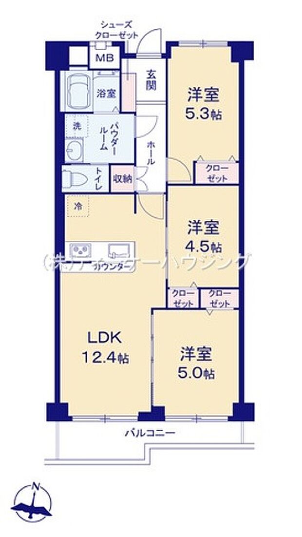 三井せんげん台ハイツ(3LDK) 7階の間取り図