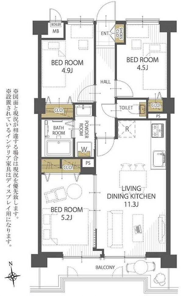 ベルハイム戸田(3LDK) 4階の間取り図