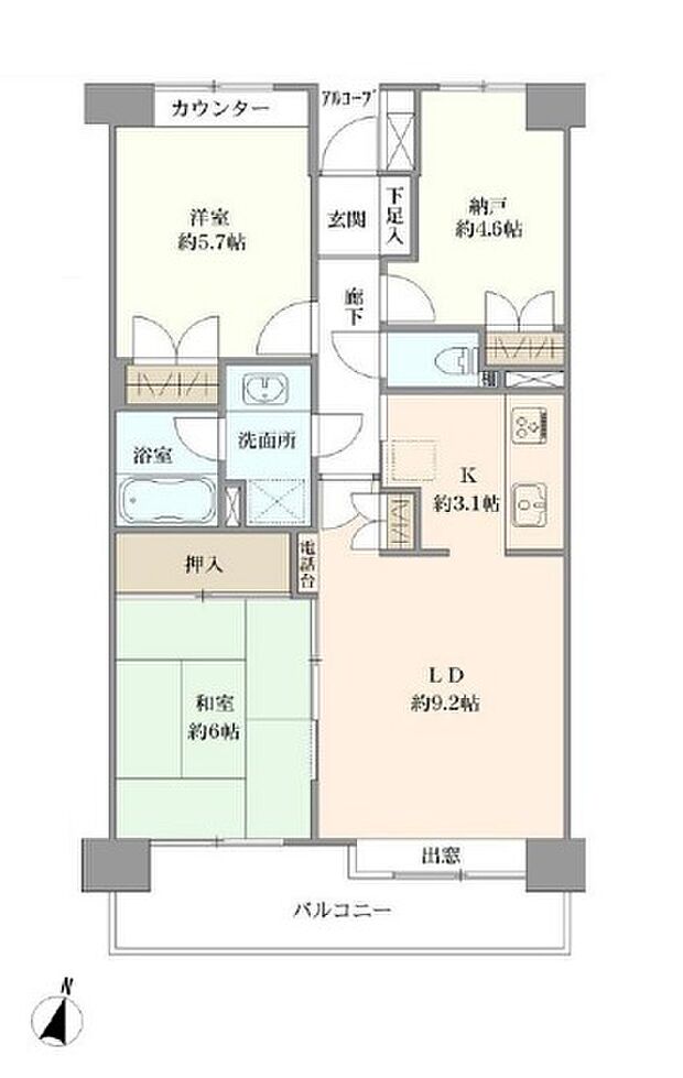 東川口パークホームズ(3LDK) 4階の間取り図