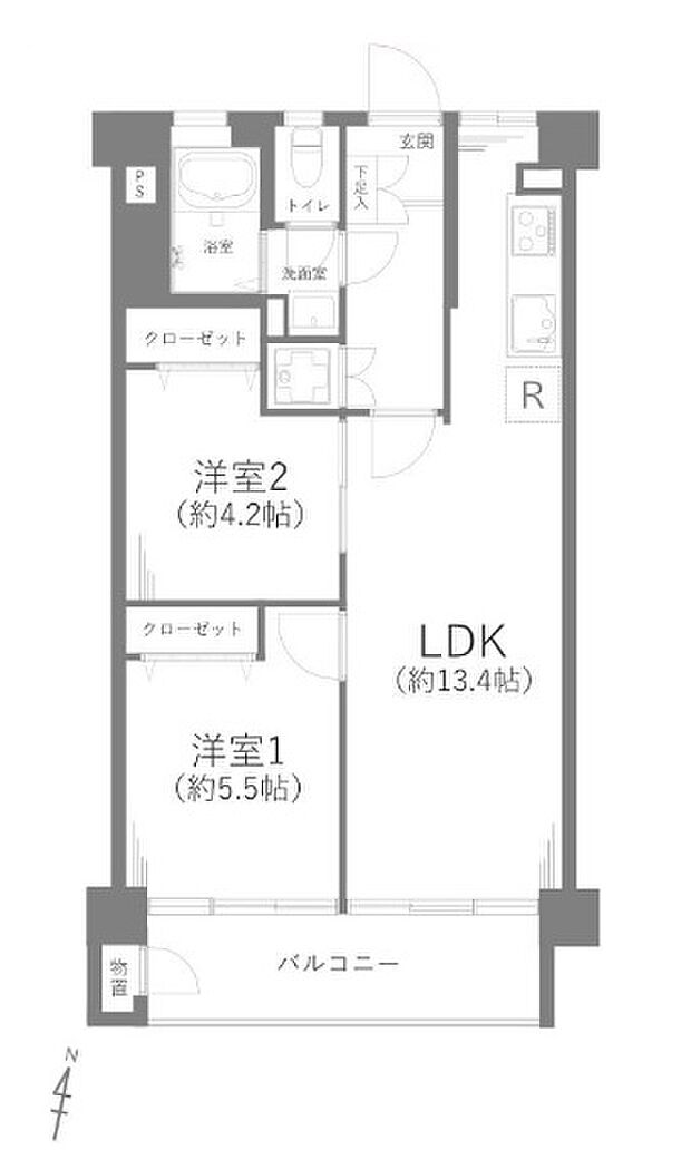 川口並木町ビル(2LDK) 7階の間取り図