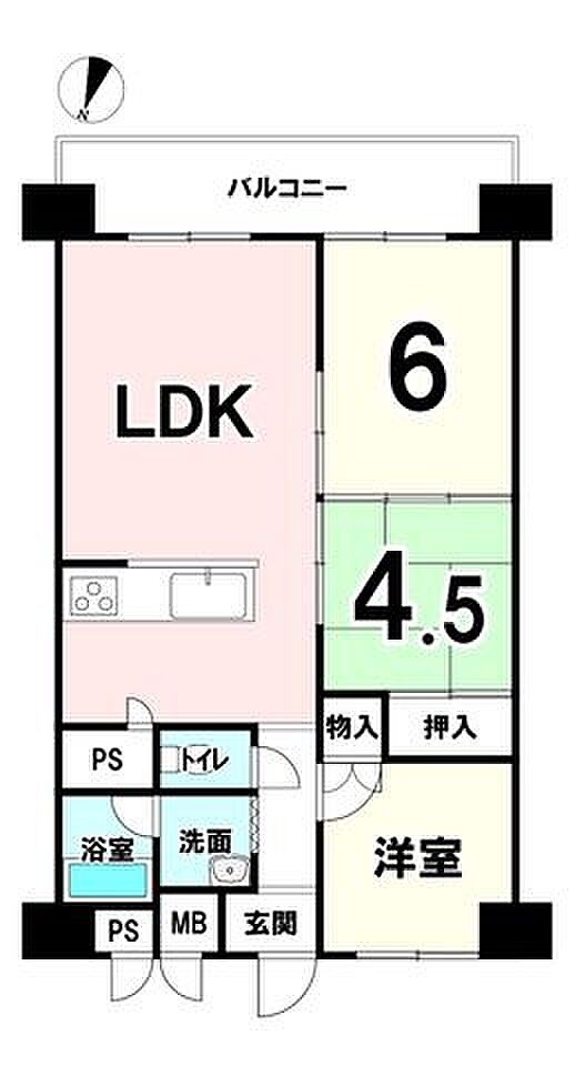 向島ニュータウン第三街区D棟(3LDK) 6階の間取り図