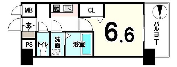 ファステート京都西院パール(1K) 6階の間取り図