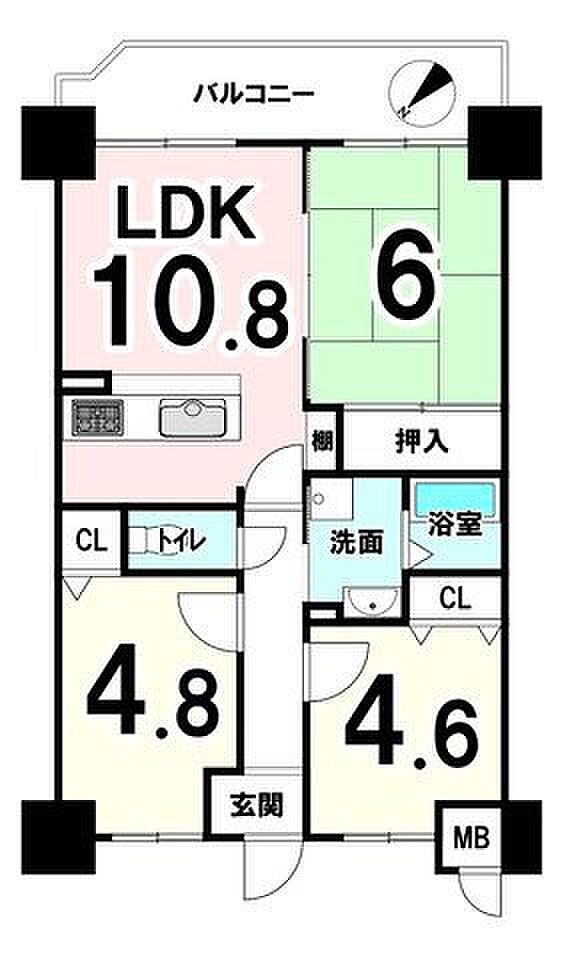 ライオンズマンション淀リバーサイド(3LDK) 8階の間取り図