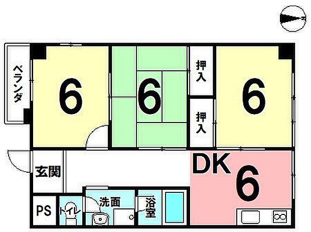 桃山ホームプラザ(3DK) 4階の内観
