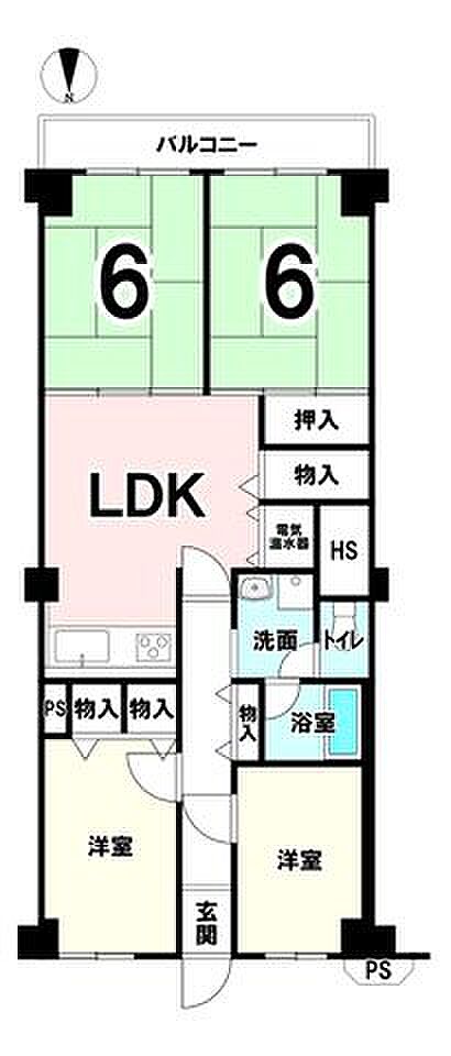 醍醐パインクレスト(4DK) 6階の間取り図