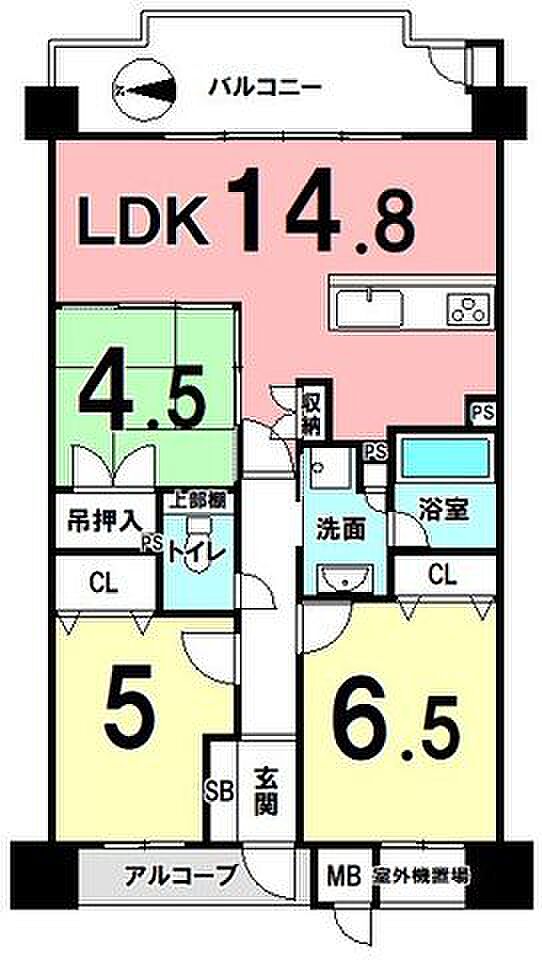 レ・ジェイド伏見中書島(3LDK) 2階の間取り図