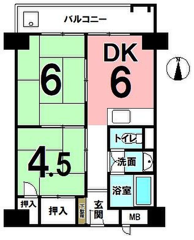 桃山グランドハイツ(2DK) 4階の内観