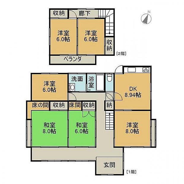 6DK、土地面積370.12m2、建物面積136.21m2