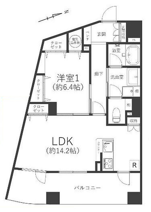 ダイヤモンドライフ湘南(1LDK) 8階の間取り図