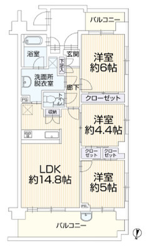 ミオカステーロ湘南松風(3LDK) 2階の間取り図