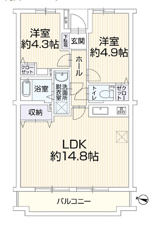 ホーユウパレス平塚　602(2LDK) 6階の内観
