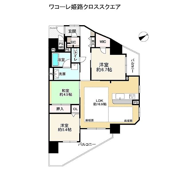 ワコーレ姫路クロススクエア(3LDK) 5階/504号の内観