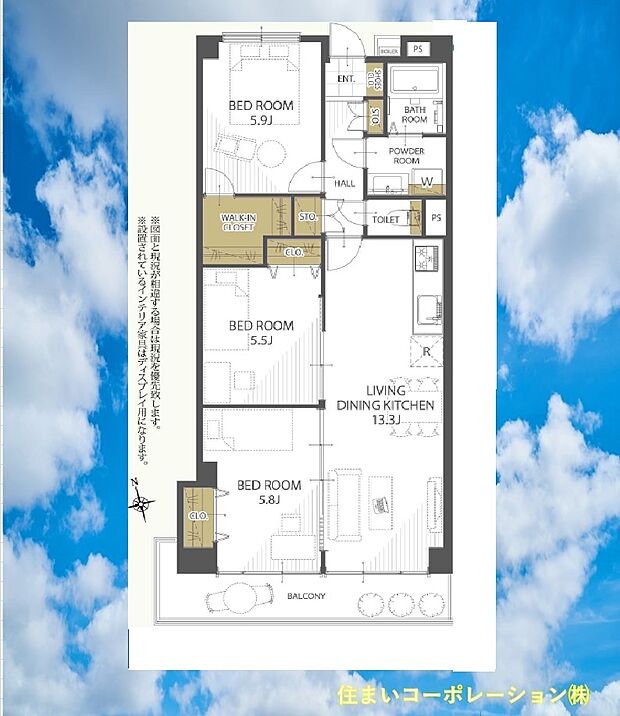 宮本パールマンション(3LDK) 4階/403号室の間取り図