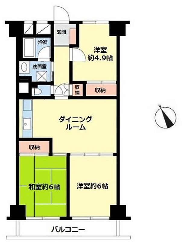 日商岩井第一春日部マンション(3DK) 7階の間取り図