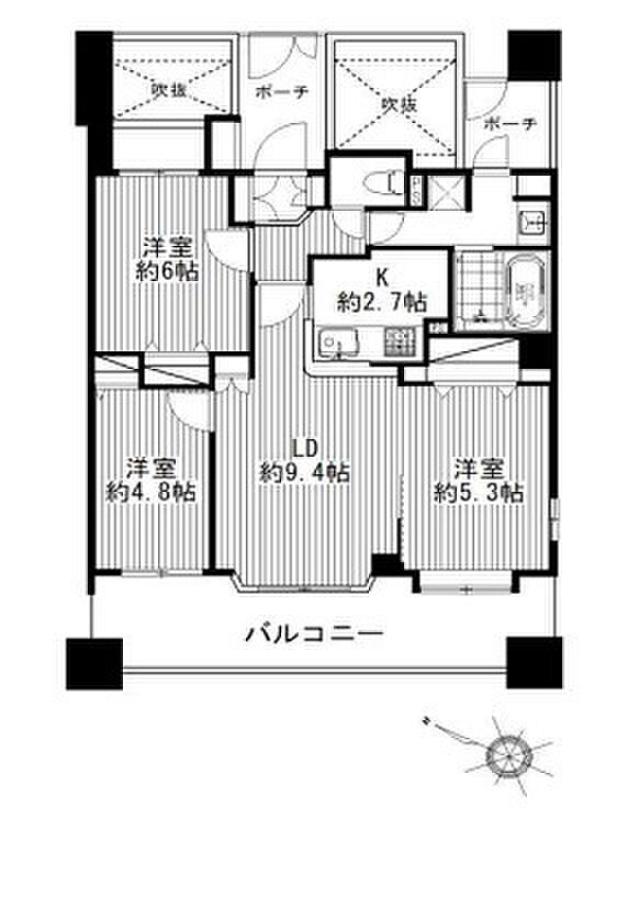 レクセルマンション谷塚第3(3LDK) 5階の内観