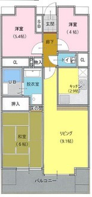 コスモ岩槻ステーションビュー(3LDK) 6階の間取り図