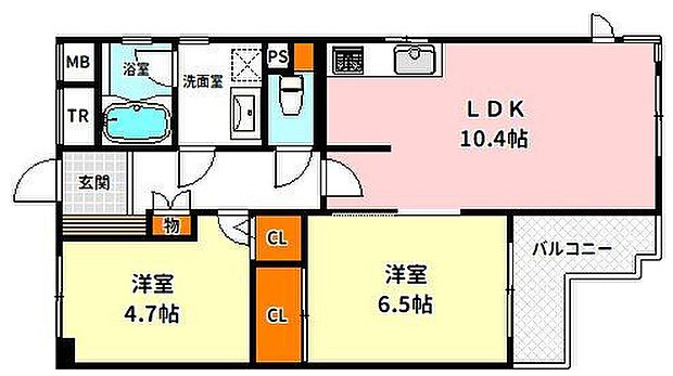 野中北パーク・マンション(2LDK) 5階の間取り図