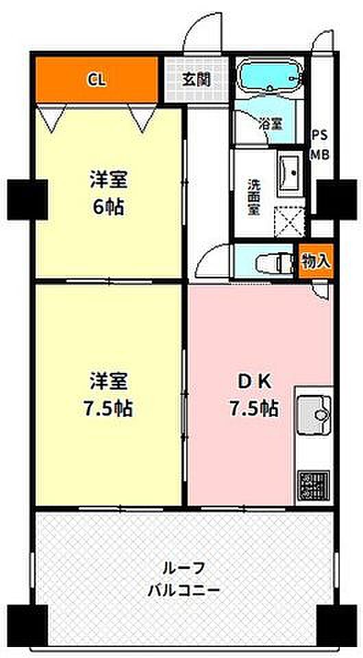 新大阪グランドハイツ2号棟(2DK) 4階の内観