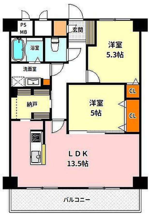 近鉄淀川リバーサイドマンション(2SLDK) 7階の間取り図