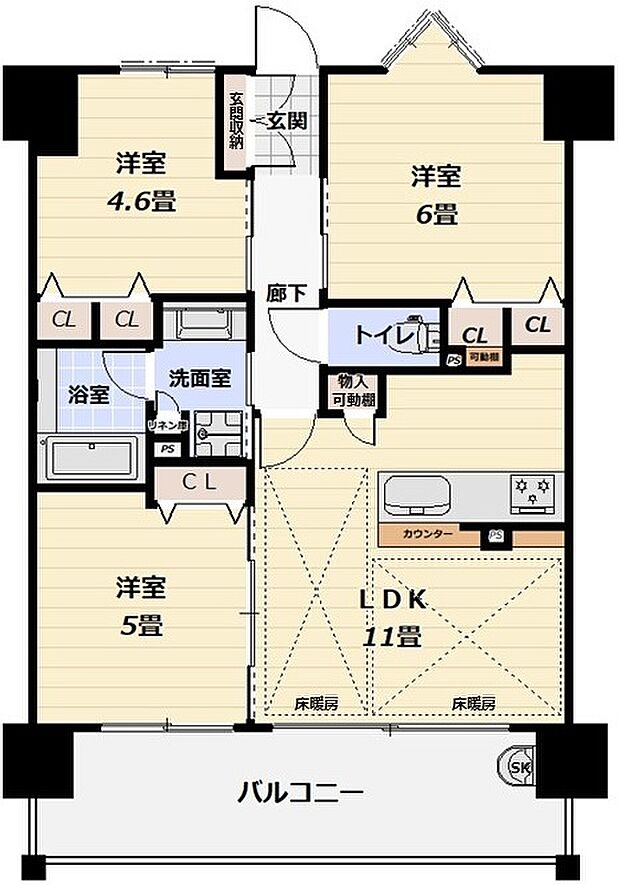 プレサンスロジェ京都西大路(3LDK) 2階の間取り図