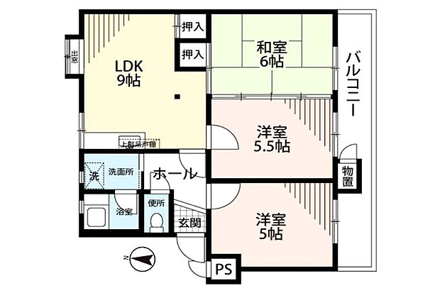 湘南西部住宅(3LDK) 5階の間取り図