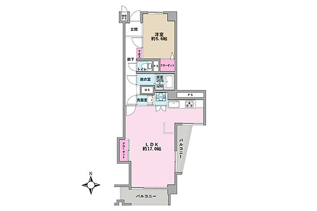 鵠沼フラワーマンション(1LDK) 6階の内観