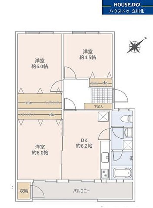 立川羽衣町住宅2号棟　308号室(3DK) 3階の内観