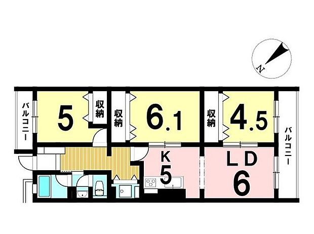 イーストプラザ青梅(3LDK) 4階の間取り図
