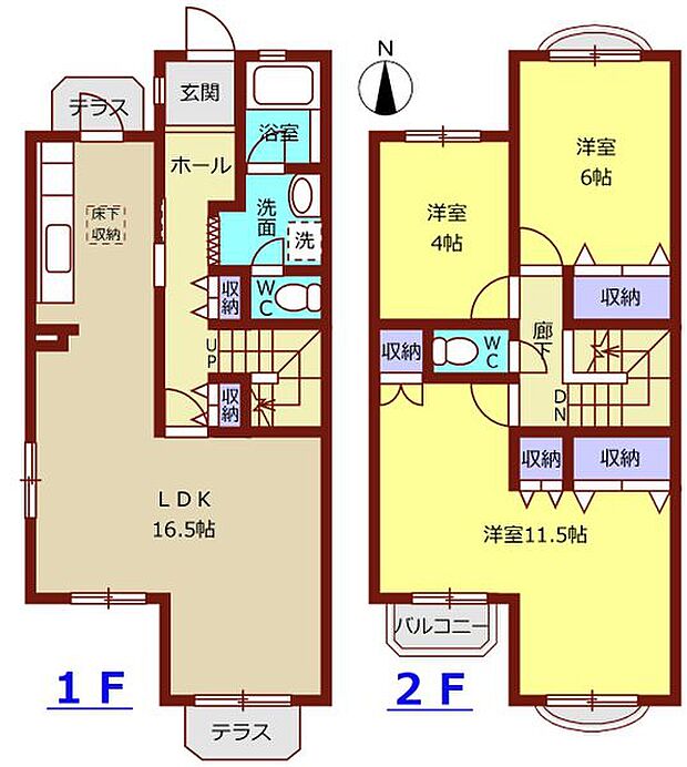 〜南向き3LDK　人気の1-2階住戸、2階のゆとりある主寝室が自慢の間取り〜