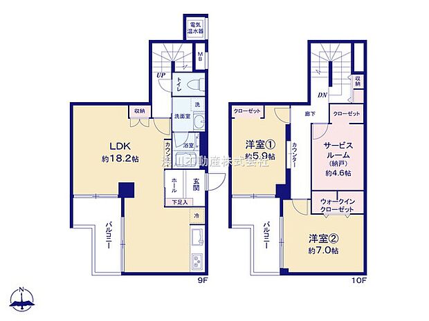 サンコーポ八王子(2SLDK) 9階の間取り図