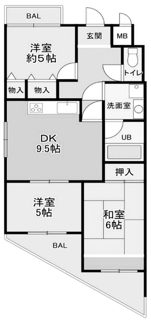 ビバリーハウス青谷弐番館(3DK) 1階の間取り図