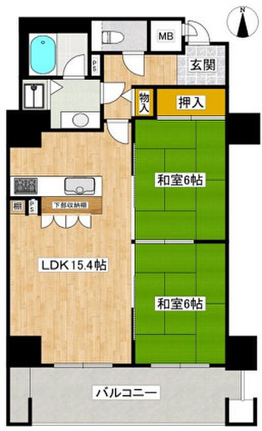 ラ・ヴィーダ西宮(2LDK) 19階の間取り図