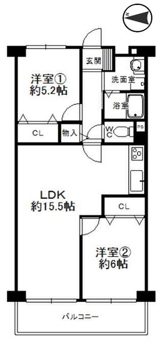 スターハイツ甲子園口(2LDK) 7階の間取り図