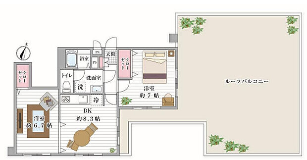 ライオンズマンション赤坂通(2DK) 5階の内観