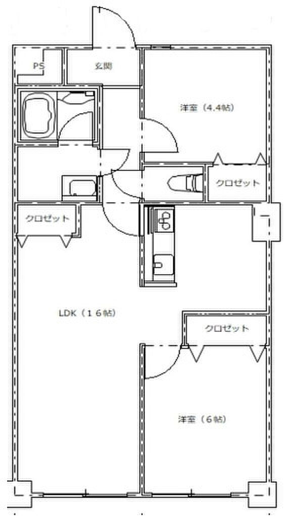 セントラルハイツ灘パートV(2LDK) 2階の間取り図