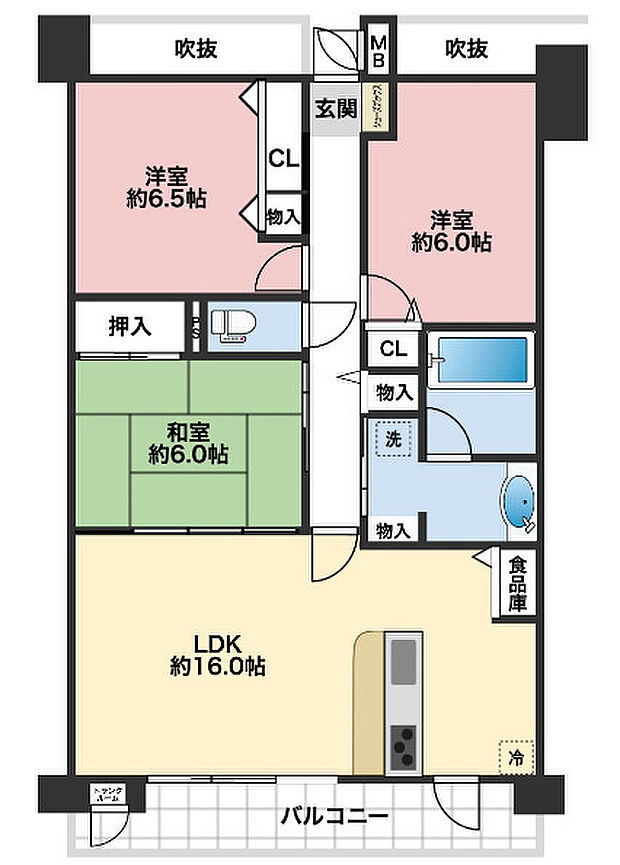 コスモ芦屋川シーサイドテラス(3LDK) 4階の間取り図