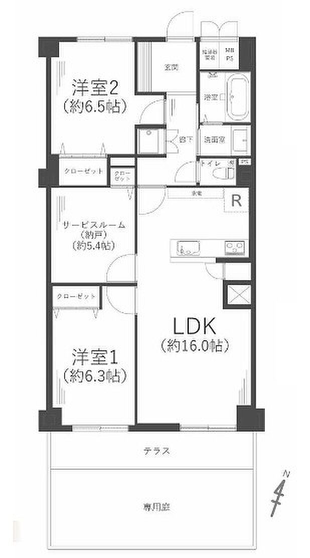 スターハイツ住吉川(2SLDK) 1階の間取り図