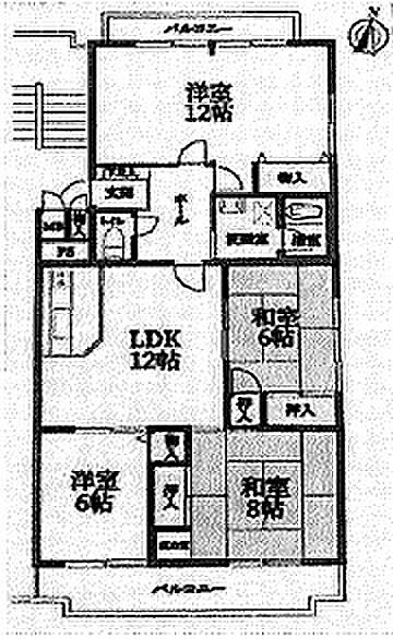 シャルマンコーポ香枦園(4LDK) 4階の間取り図