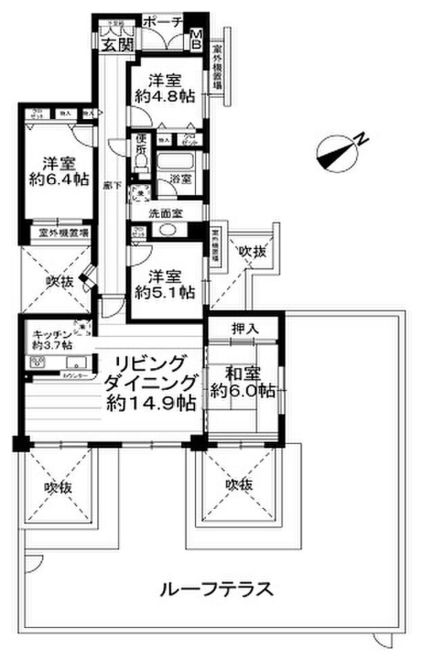 ジオ六甲山手(4LDK) 9階の間取り図