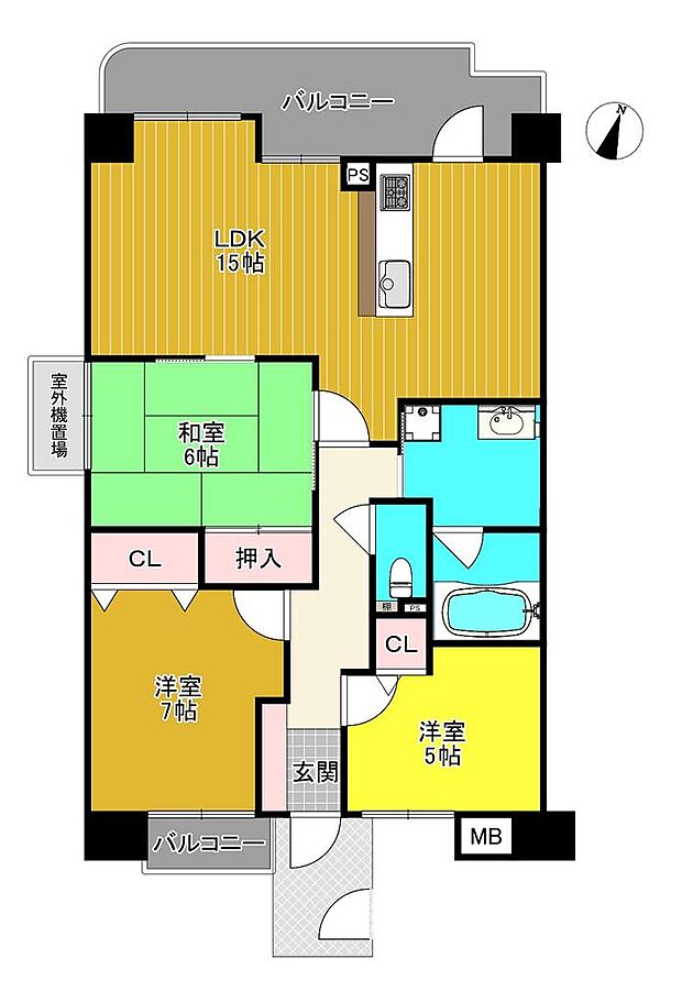 アヴェーレ守口(3LDK) 6階の間取り図