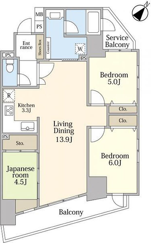 ベルヴィータ小岩(3LDK) 4階の間取り図