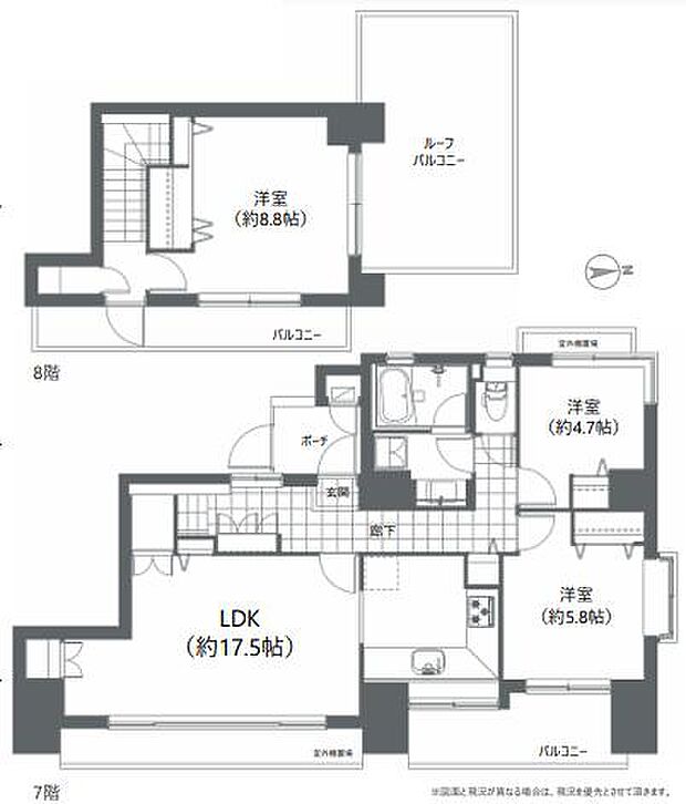 ザ・パームス西葛西(3LDK) 7階の間取り図