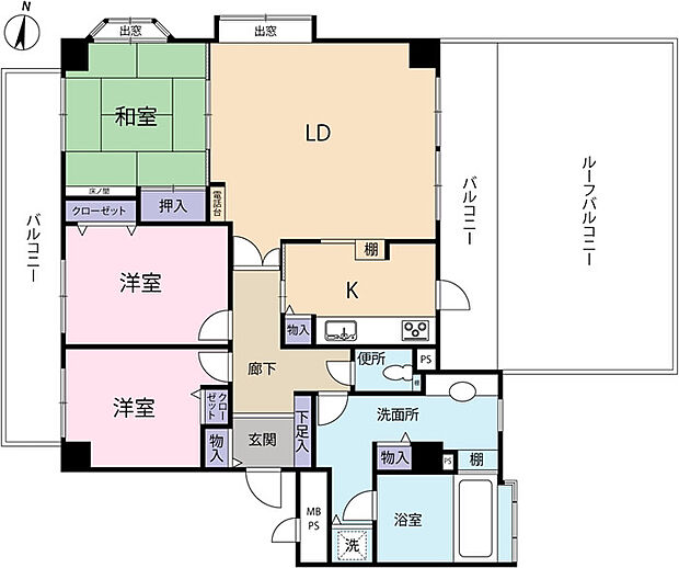 ライオンズマンション熱海梅園(3LDK) 6階の間取り図