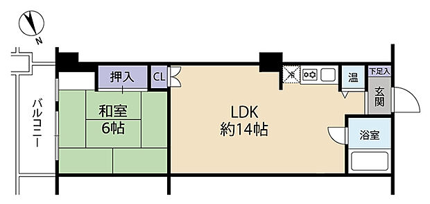 マンション南熱海(2K) 9階の間取り図