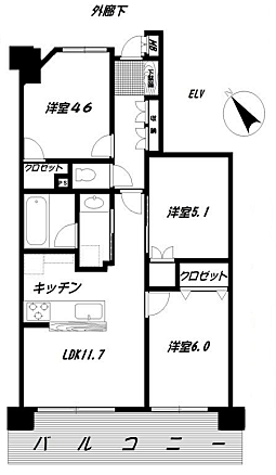 サンクレイドル蕨(3LDK) 3階/304の間取り図