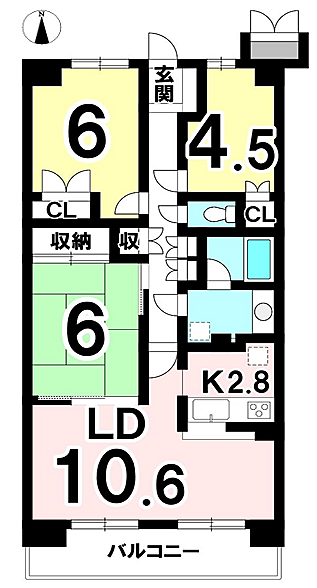 エステスクエア西新井(3LDK) 1階の間取り図