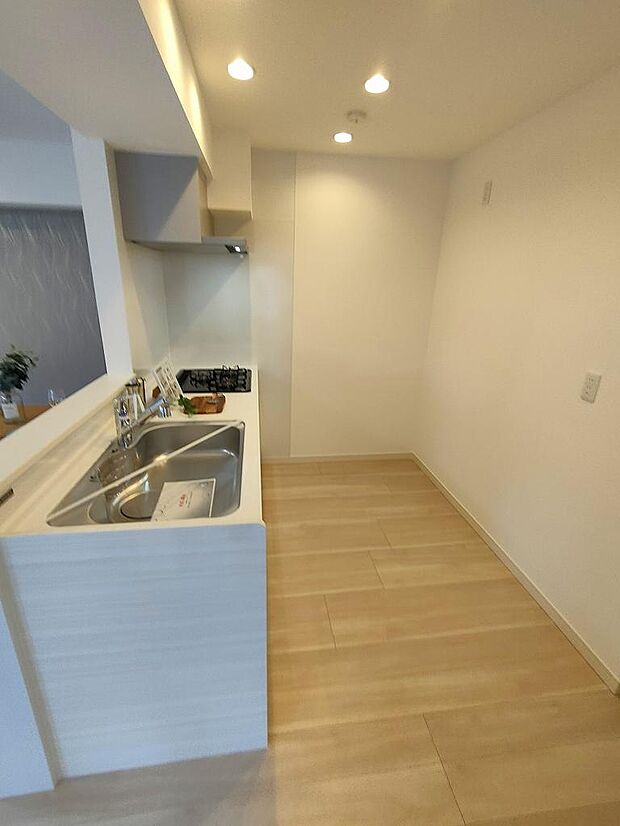 キッチン背面にもしっかりとスペースを確保しており、食器棚や冷蔵庫の置場所にも困りません。