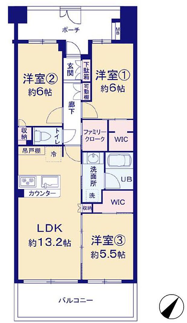 専有面積７０．５６平米の３ＬＤＫタイプ。新規フルリノベーション工事中で、大型収納を３か所新設予定。１１階最上階の南東向き住戸で陽当たり眺望も良好です。ペットを２匹まで飼育可能です。